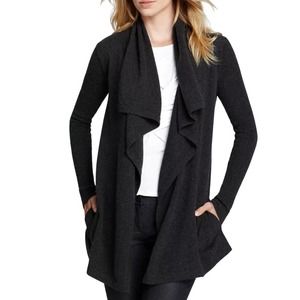 Theory Women Dark Grey Maritza 95% Wool Cardigan Sweater Size Large